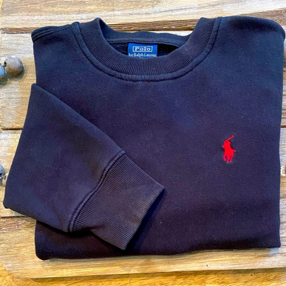 Polo by Ralph Lauren Boy’s 7 Black 80/20 Cotton/Poly Blend Crew Neck Sweat Shirt